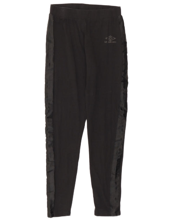 Женские леггинсы Umbro UK 14, большие черные хлопковые с цветными блоками