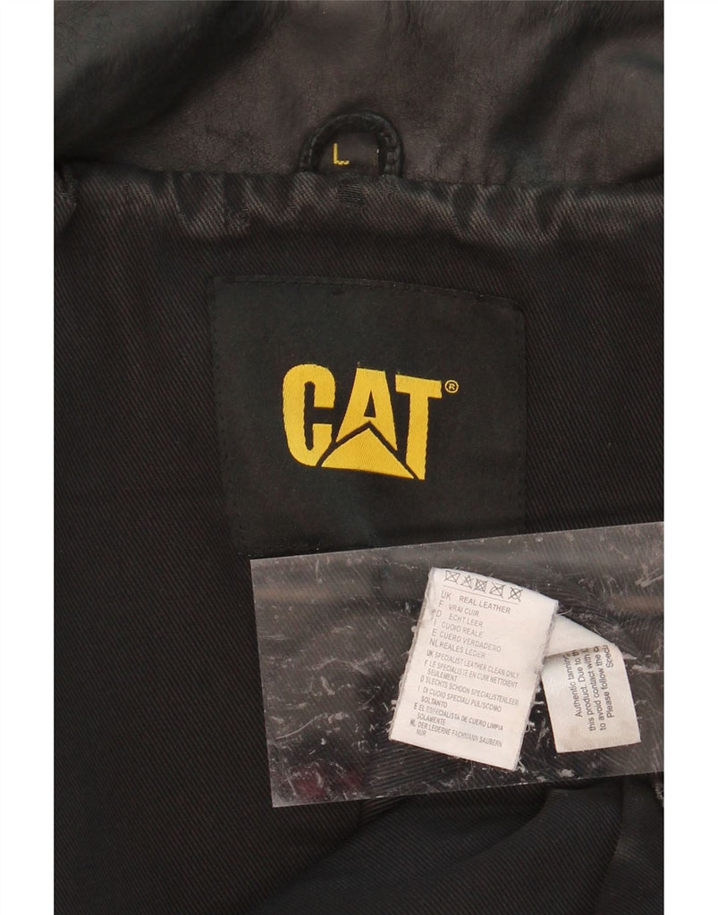 CATERPILLAR Mens Leather Jacket UK 40 Large Black Leather Vintage Caterpillar and Second-Hand Caterpillar from Messina Hembry 