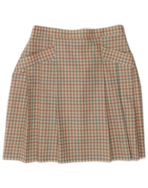 Винтажная женская мини-юбка IT 42 Medium W26 Разноцветная шерсть в мелкую клетку