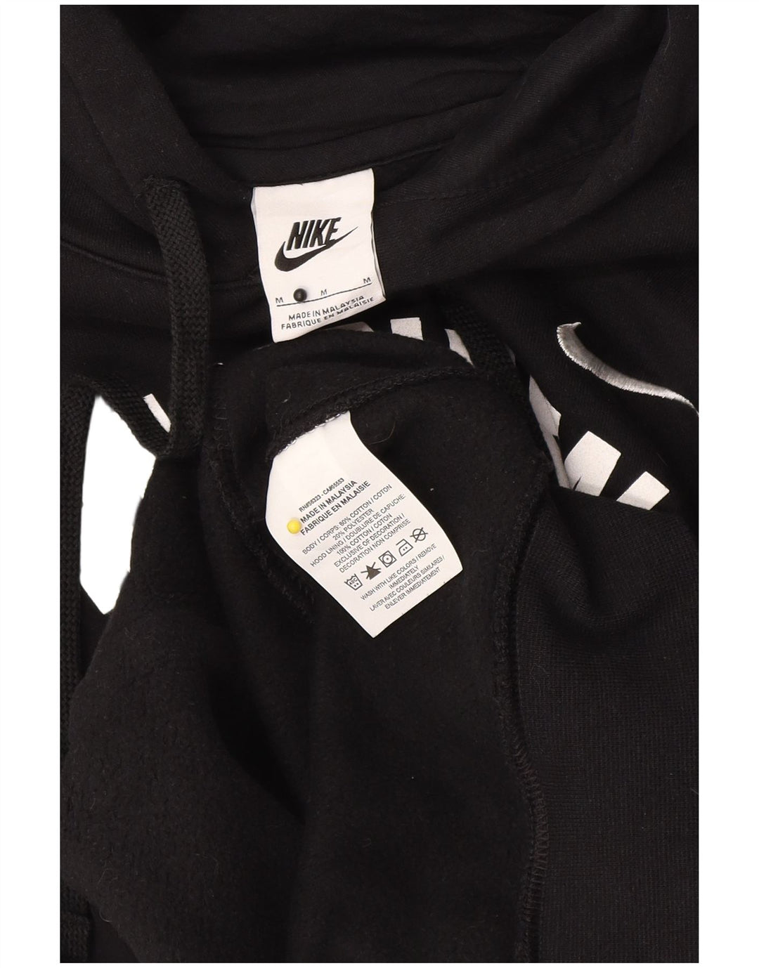 Мужской джемпер с капюшоном с рисунком Nike, средний черный, хлопковый