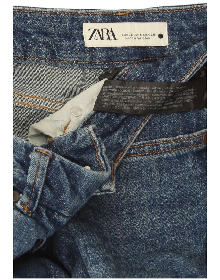 Женские расклешенные джинсы Zara EU 38, маленькие W28 L33, синие, хлопок