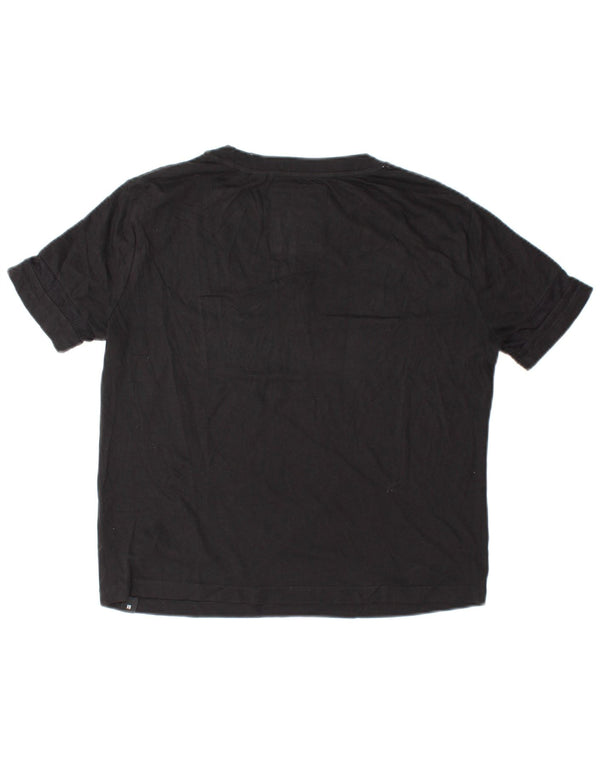 SUPERDRY Женская укороченная футболка свободного кроя с рисунком, топ UK 10, маленький черный цвет