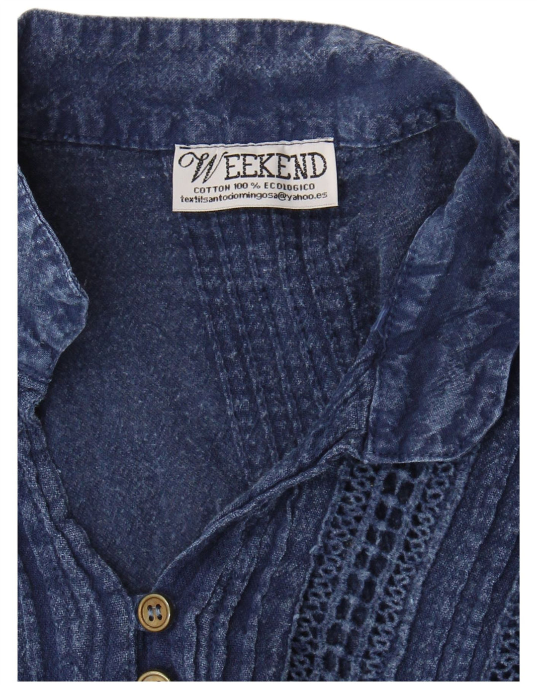 Винтажная женская блузка Top UK 10, маленькая, темно-синяя, хлопковая