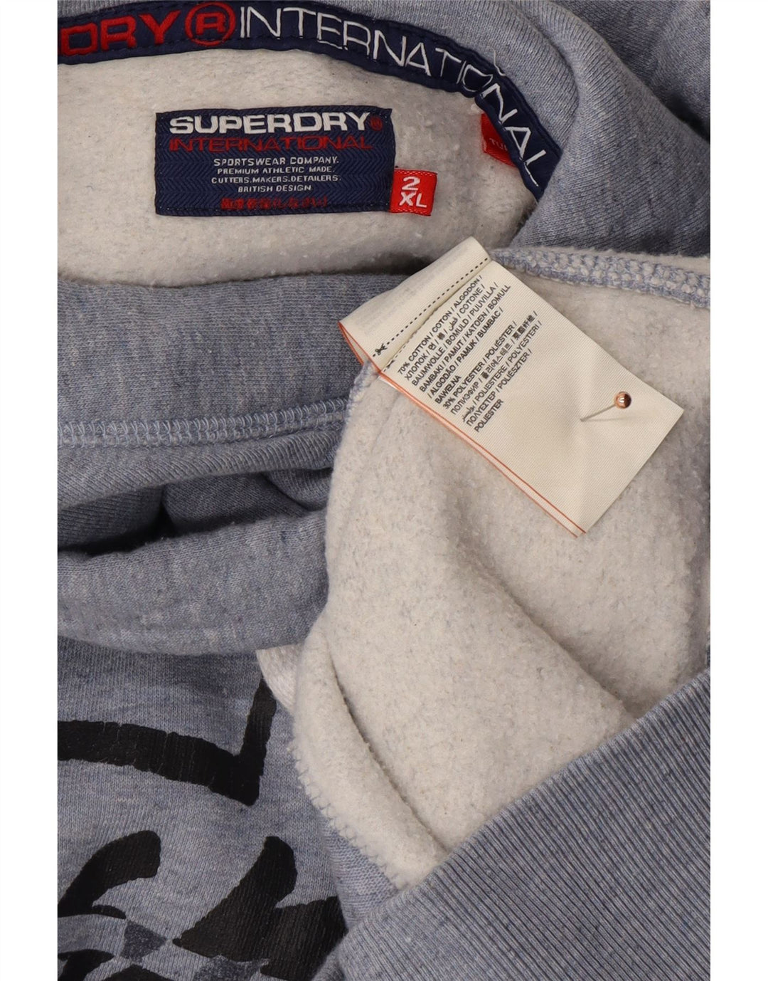 SUPERDRY Мужской джемпер с капюшоном с рисунком 2XL, синий хлопок