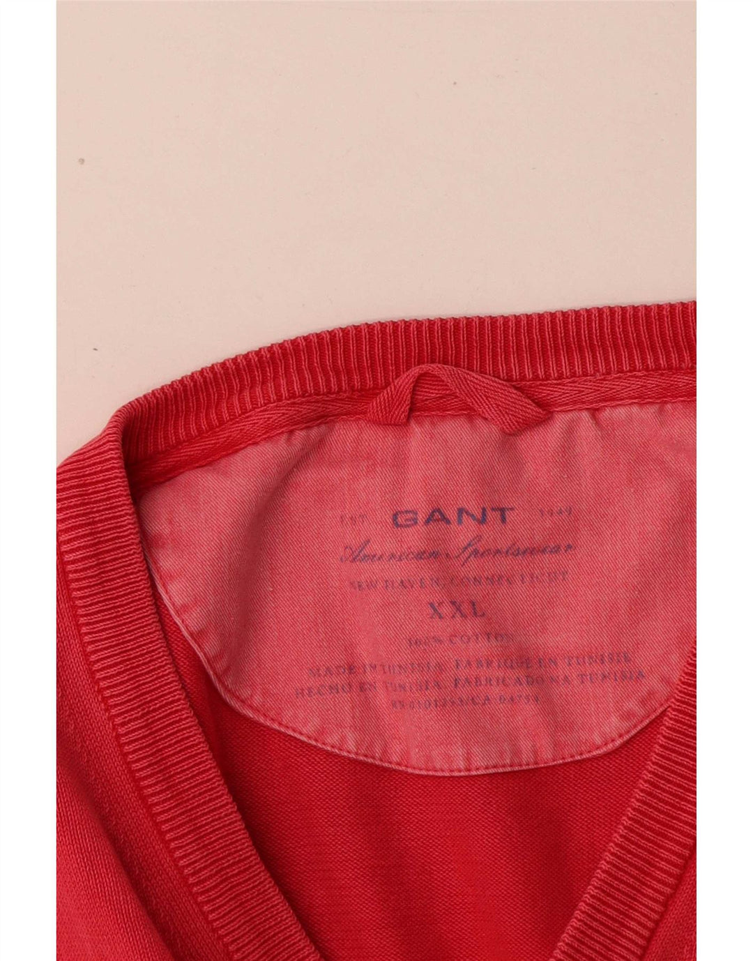 Мужской джемпер с v-образным вырезом Gant 2XL, красный хлопок