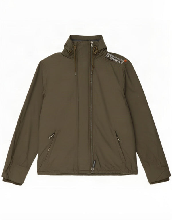 Мужская непромокаемая куртка с капюшоном и ветровкой Superdry UK 42 XL, хаки, нейлон
