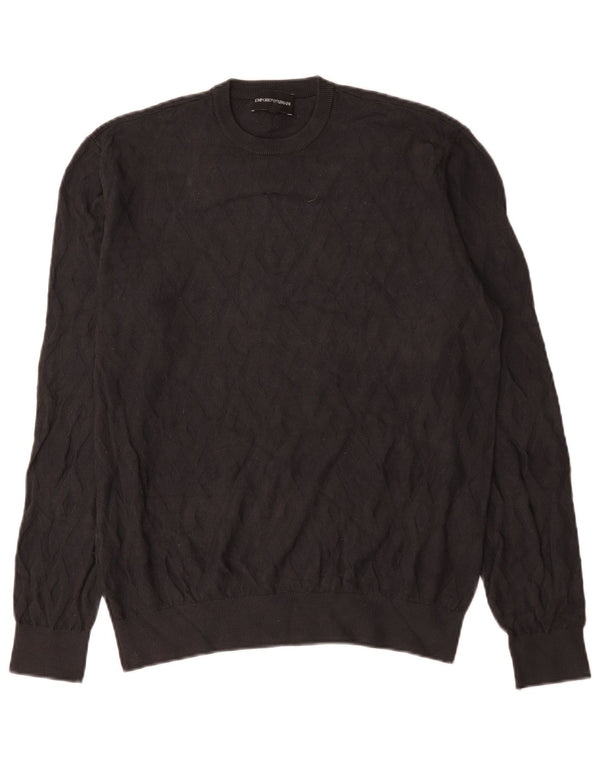 Emporio Armani Mens Crew Neck Jumper Sweater Medium Grey Viscose
