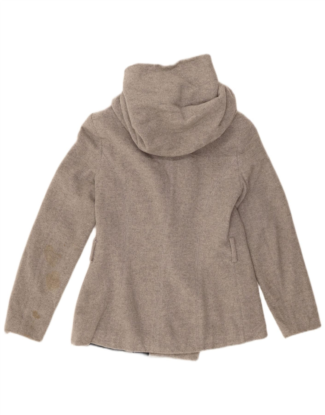 Женское полупальто с капюшоном Zara UK 10, маленькое серое, шерсть