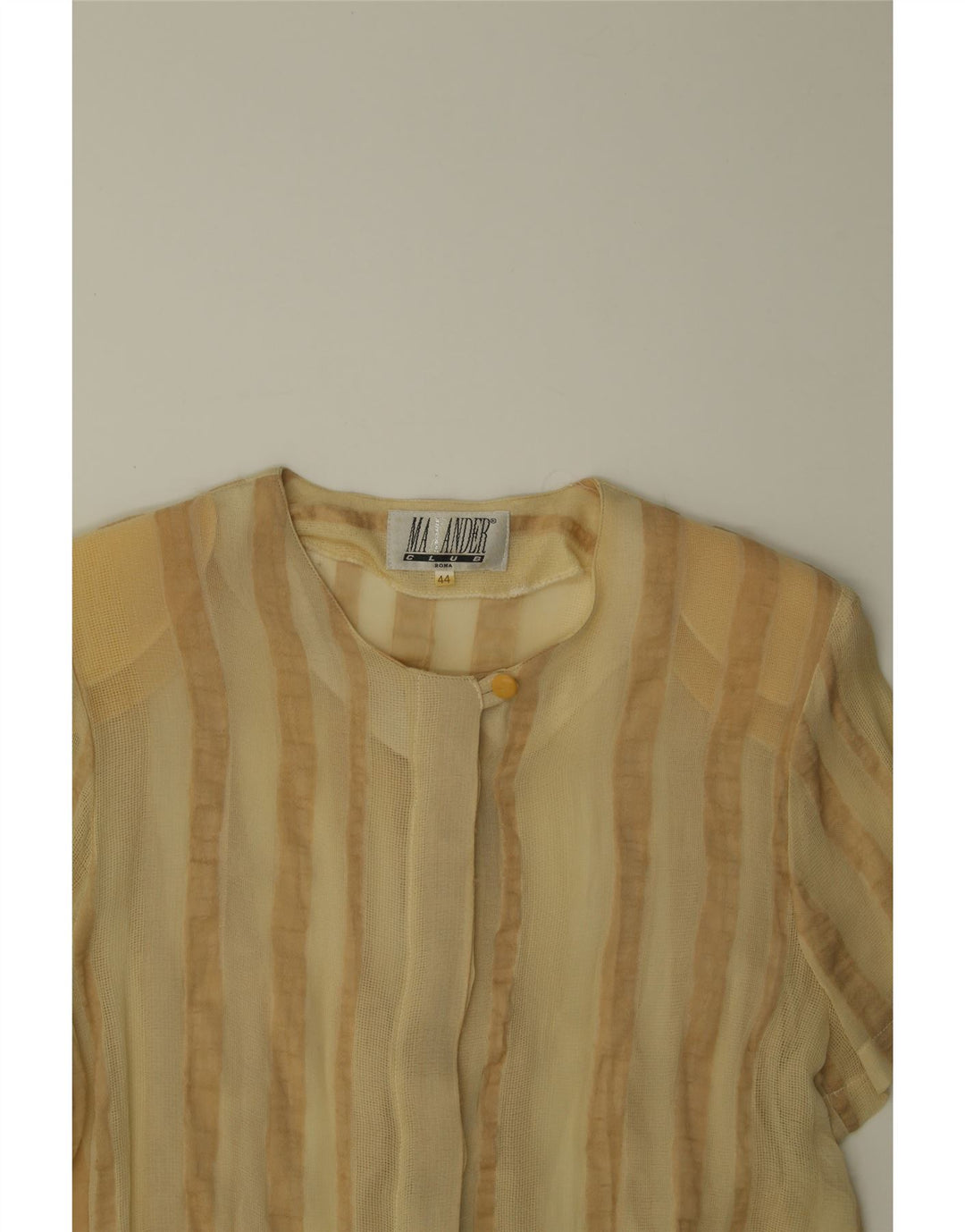 VINTAGE Womens Short Sleeve Shirt Blouse IT 44 Medium Beige Striped Vintage Vintage and Second-Hand Vintage from Messina Hembry 