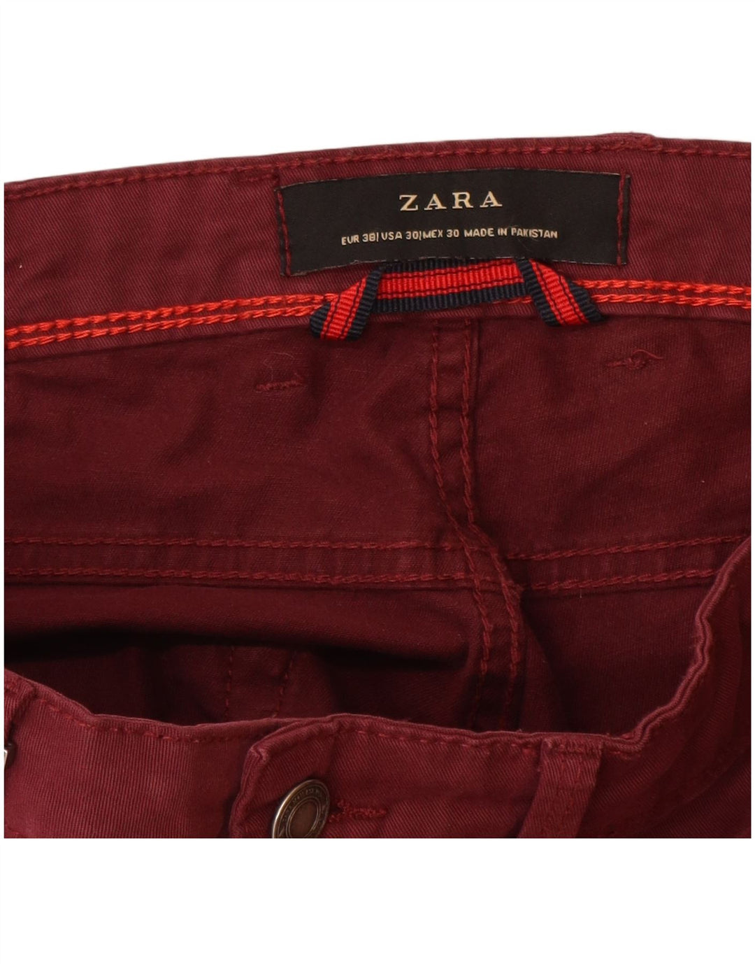 Мужские узкие повседневные брюки ZARA EU 38, маленькие W30 L32, бордовый хлопок