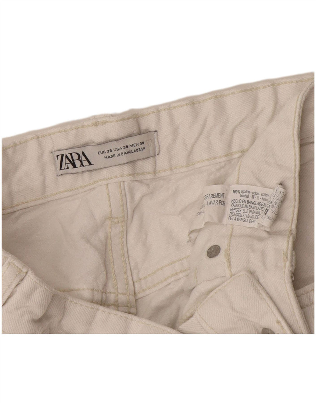 Мужские прямые джинсы Zara EU 38, маленькие W30 L26, белый хлопок