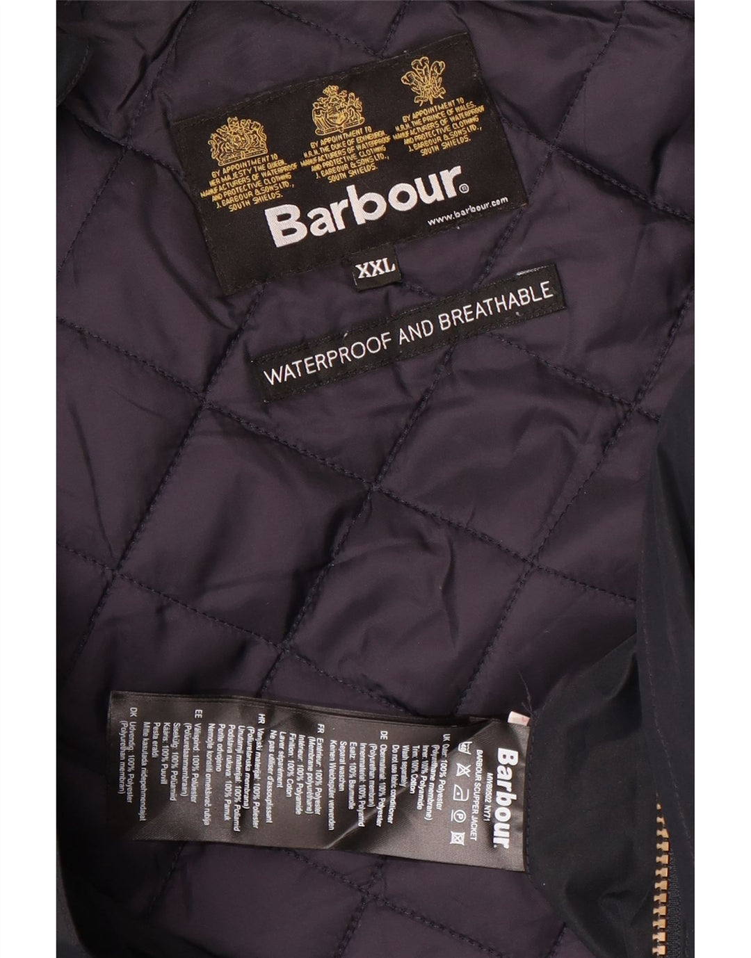 Мужская ветровка с капюшоном Barbour UK 44 2XL Темно-синий полиэстер
