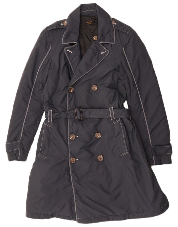 Мужской двубортный тренч DIESEL UK 36, маленький темно-синий, нейлон