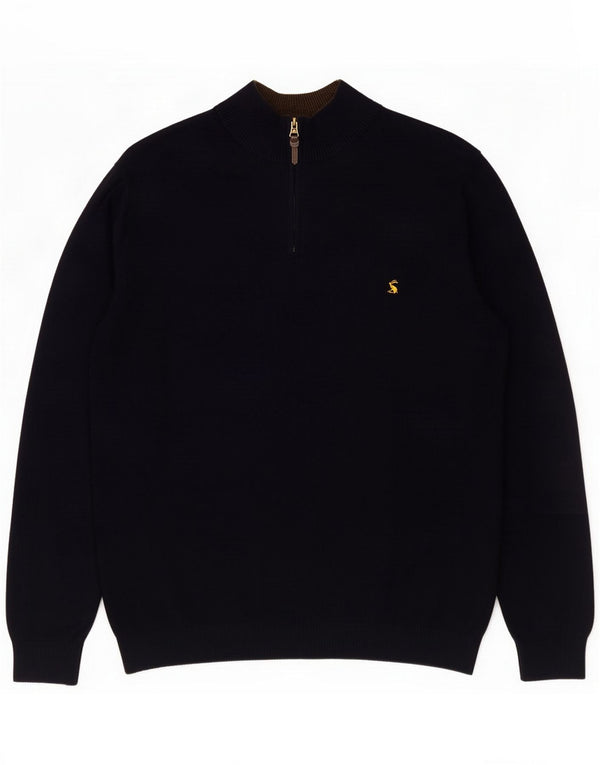 Joules Mens Zip Neck Jumper Sweater XL Navy Blue Cotton