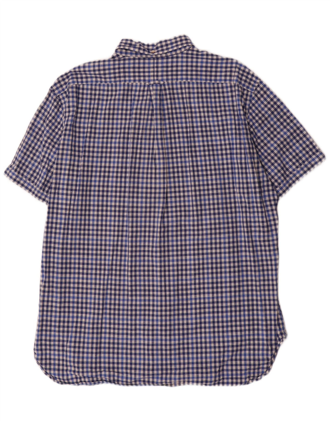 Мужская рубашка стандартного кроя с коротким рукавом Gant XL, синяя, хлопок в мелкую клетку
