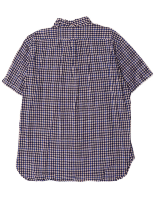 Мужская рубашка стандартного кроя с коротким рукавом Gant XL, синяя, хлопок в мелкую клетку