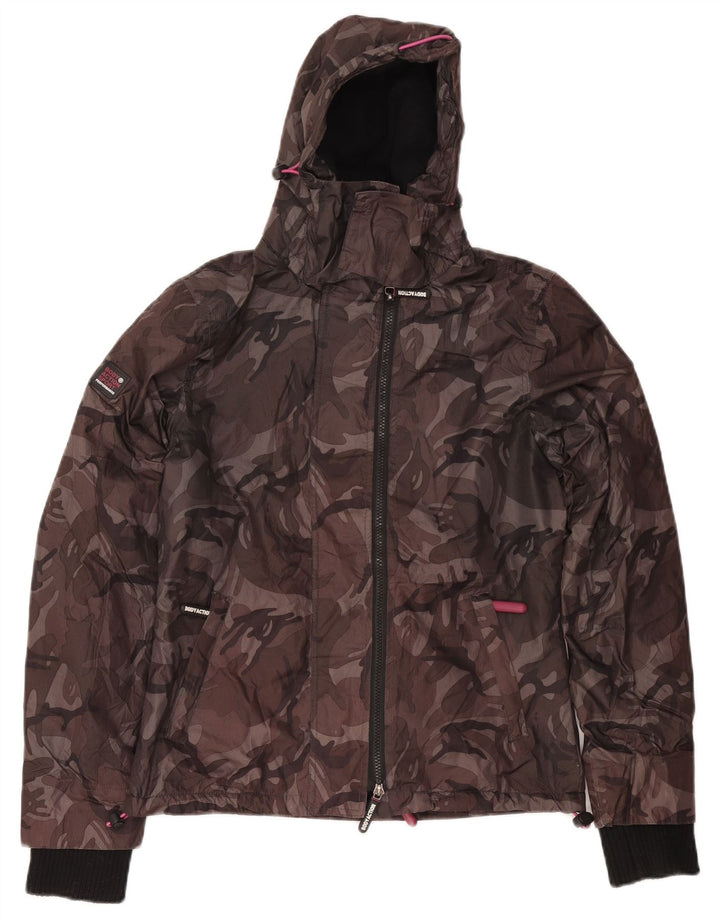 Винтажная женская ветровка с капюшоном, Великобритания, 10, маленький серый камуфляж