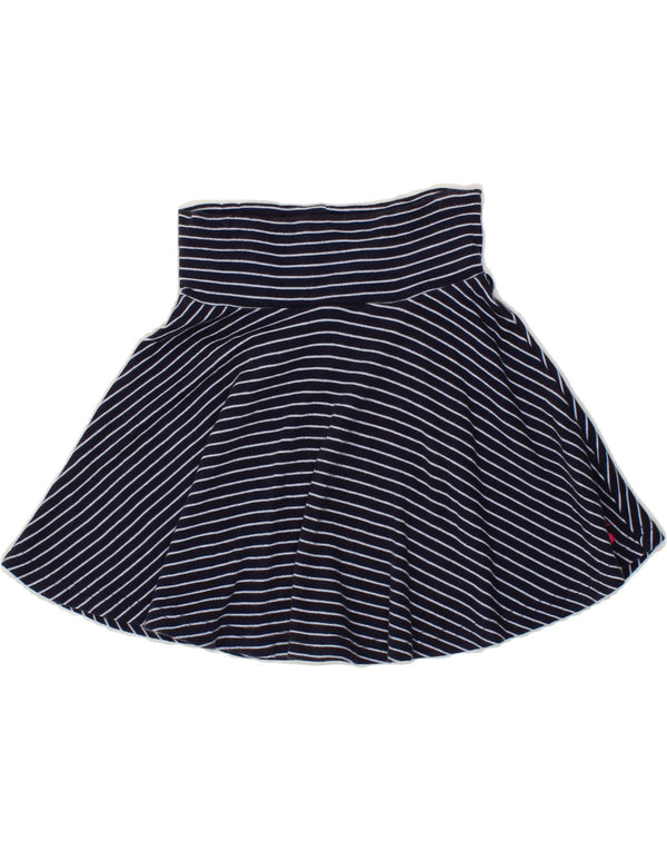 JOULES Girls A-Line Skirt 4-5 Years W21 Navy Blue Striped Cotton