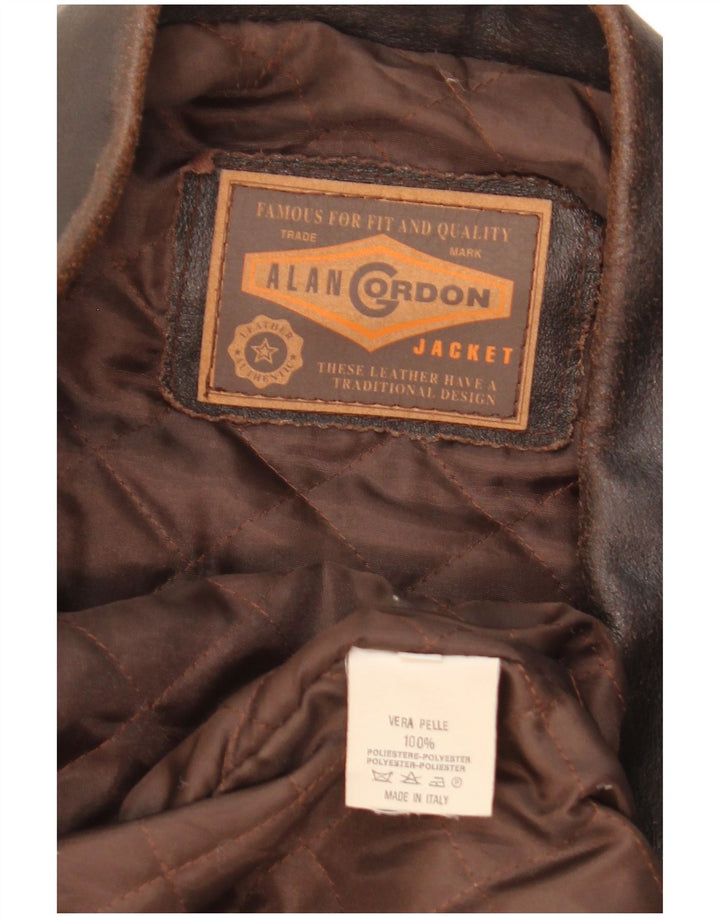 Мужская кожаная куртка Alan Gordon UK 42 XL Коричневая кожаная