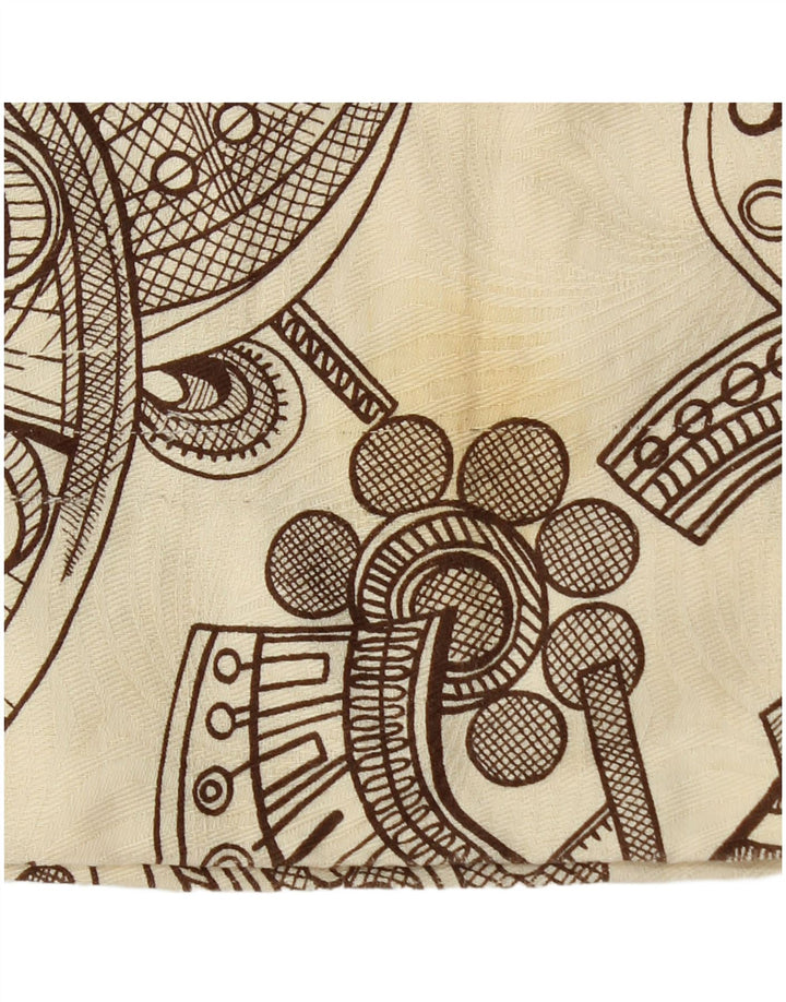 Винтажные женские повседневные брюки с абстрактным узором Bootcut W26 L28 бежевого цвета