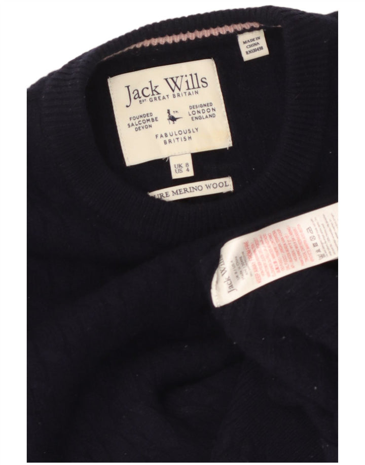 Женский джемпер с круглым вырезом JACK WILLS UK 8, маленький темно-синий