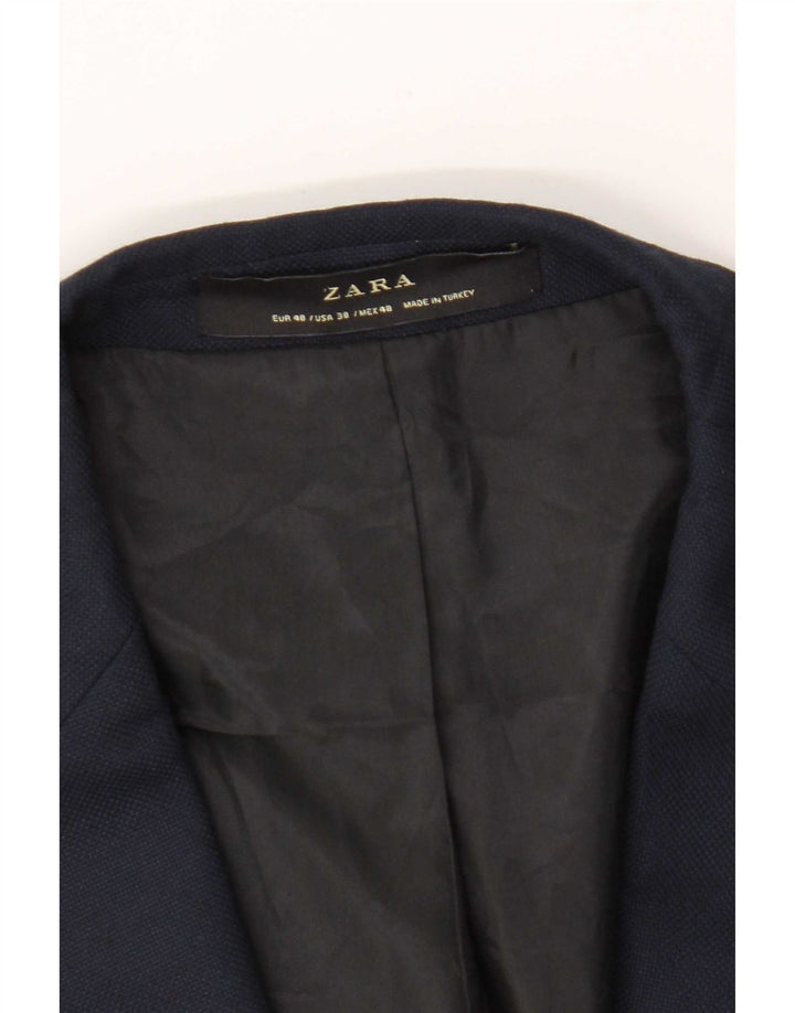 Мужской пиджак на 1 пуговице Zara EU 48, средний темно-синий