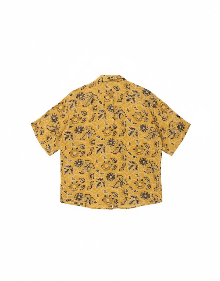 TIPO' S Mens Short Sleeve Shirt Large Yellow Floral Viscose Vintage Tipo' S and Second-Hand Tipo' S from Messina Hembry 