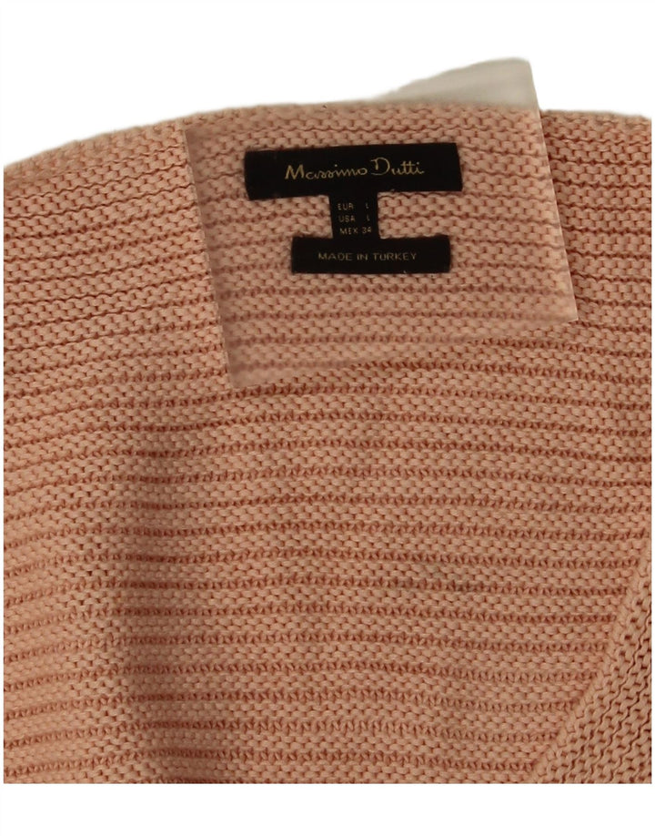 Женский джемпер с v-образным вырезом Massimo Dutti UK 16, большой розовый