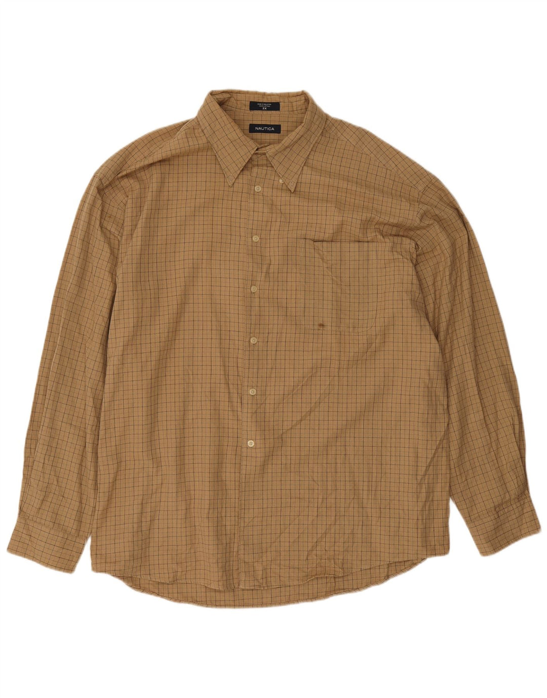 Мужская фланелевая рубашка Nautica 2XL, хлопковая бежевая клетка