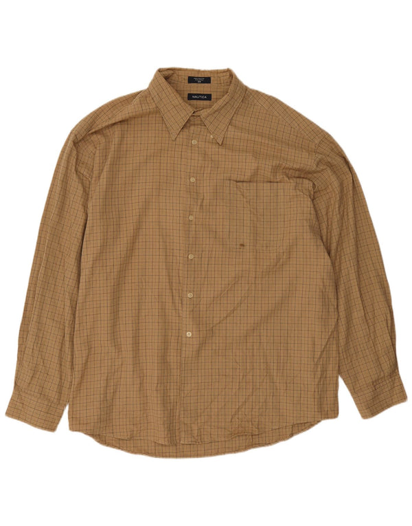 Мужская фланелевая рубашка Nautica 2XL, хлопковая бежевая клетка