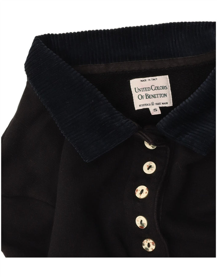 Женская укороченная рубашка-поло оверсайз с графическим рисунком BENETTON UK 10, маленькая черная