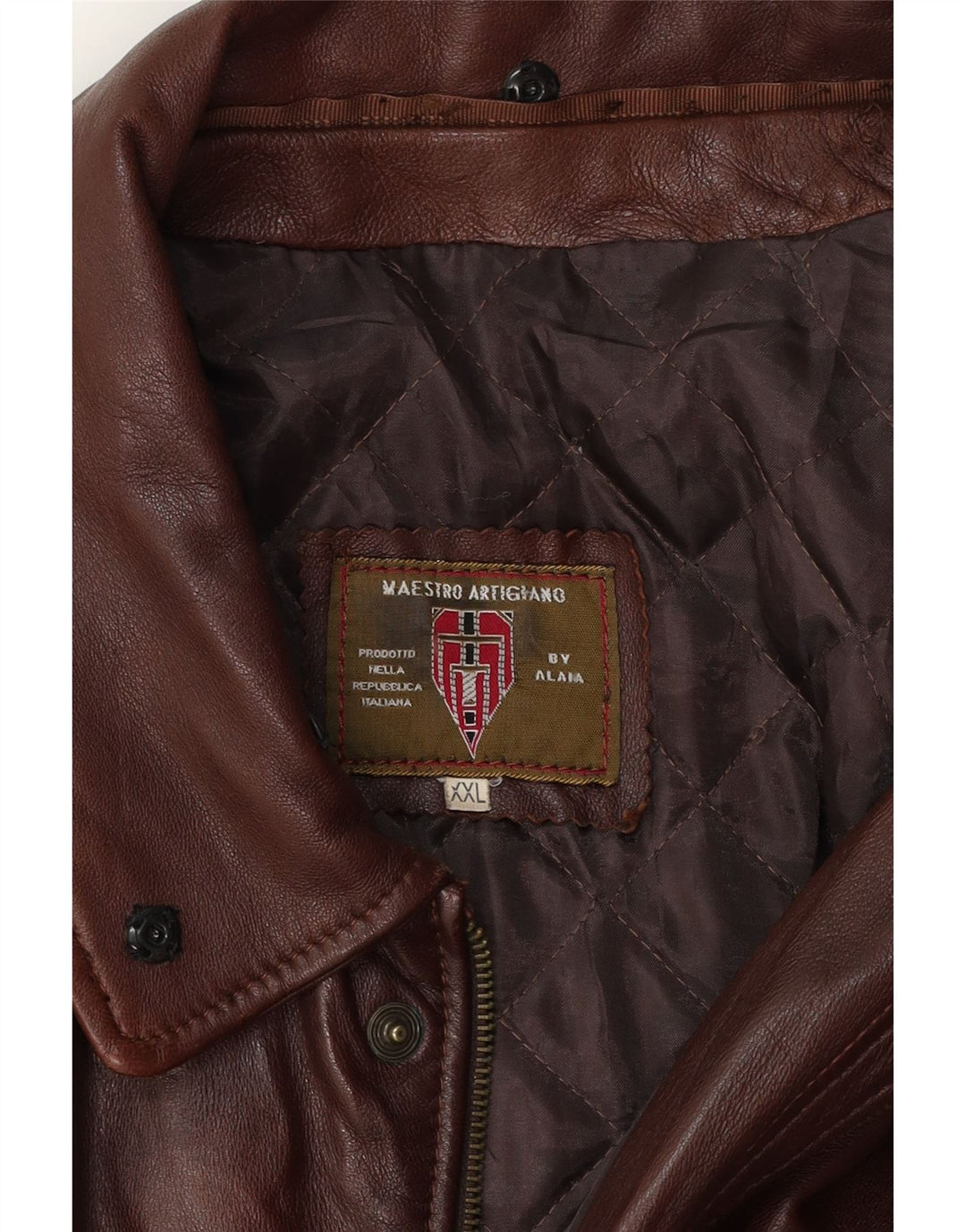 MAESTRO ARTIEIANO Мужская кожаная куртка UK 44 2XL Коричневая кожа
