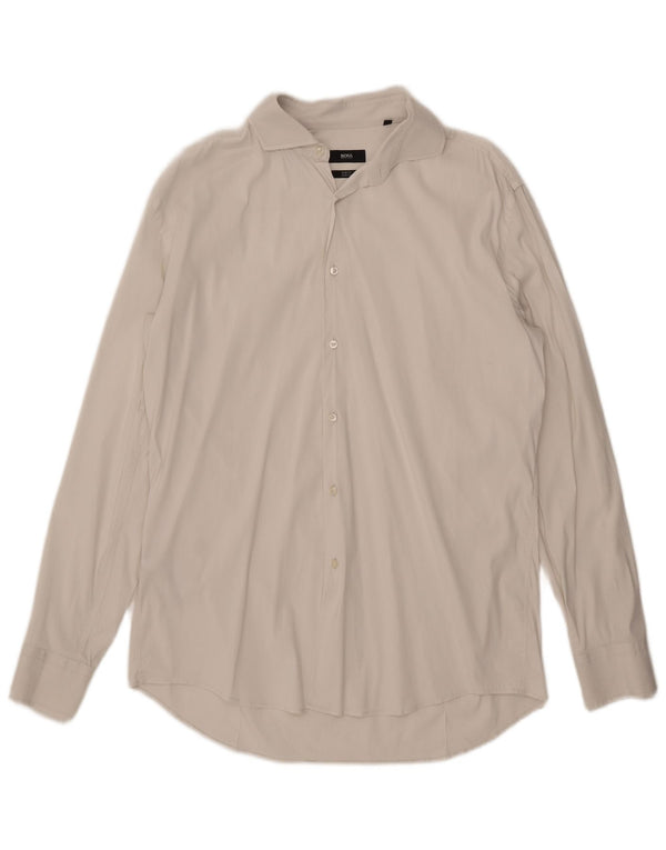 Мужская рубашка приталенного кроя Hugo Boss, размер 43 17 XL, белый хлопок