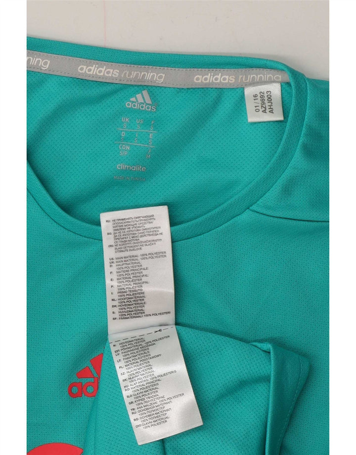 Мужская футболка Adidas Climalite с графическим рисунком, маленький бирюзовый полиэстер