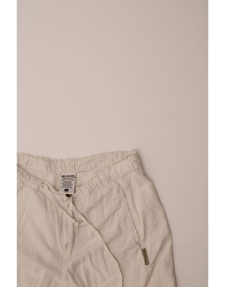 COLUMBIA Womens Chino Shorts Small W26  White Linen Vintage Columbia and Second-Hand Columbia from Messina Hembry 
