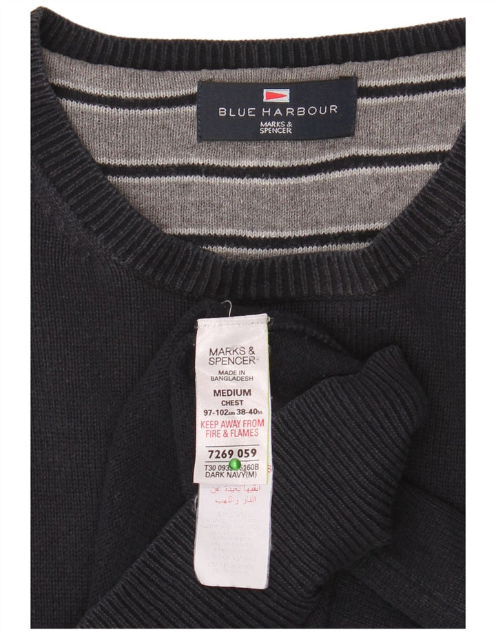Мужской синий джемпер с круглым вырезом Marks & Spencer Harbour, средний темно-синий