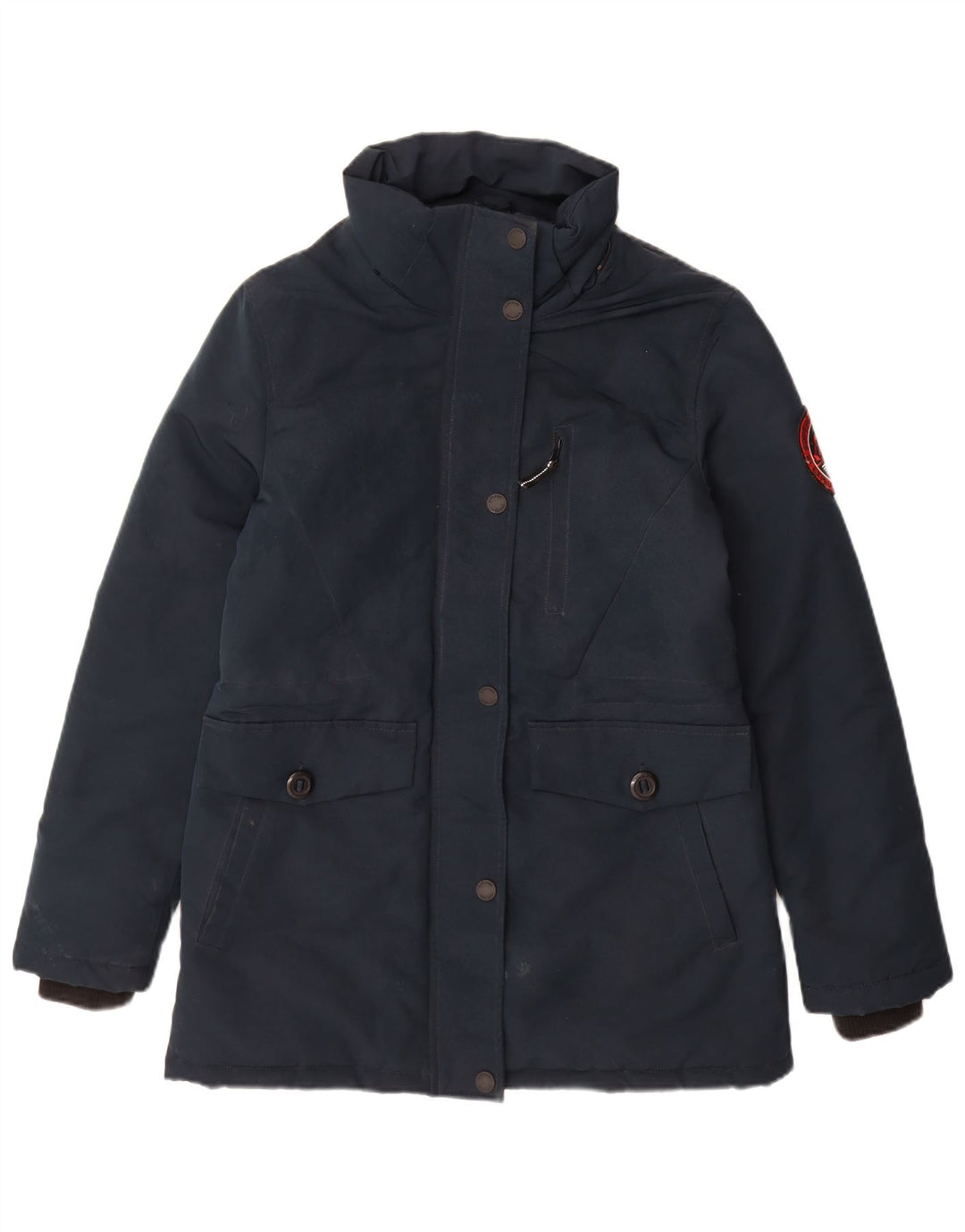 Женская утепленная куртка с капюшоном Superdry UK 10, маленький темно-синий полиэстер
