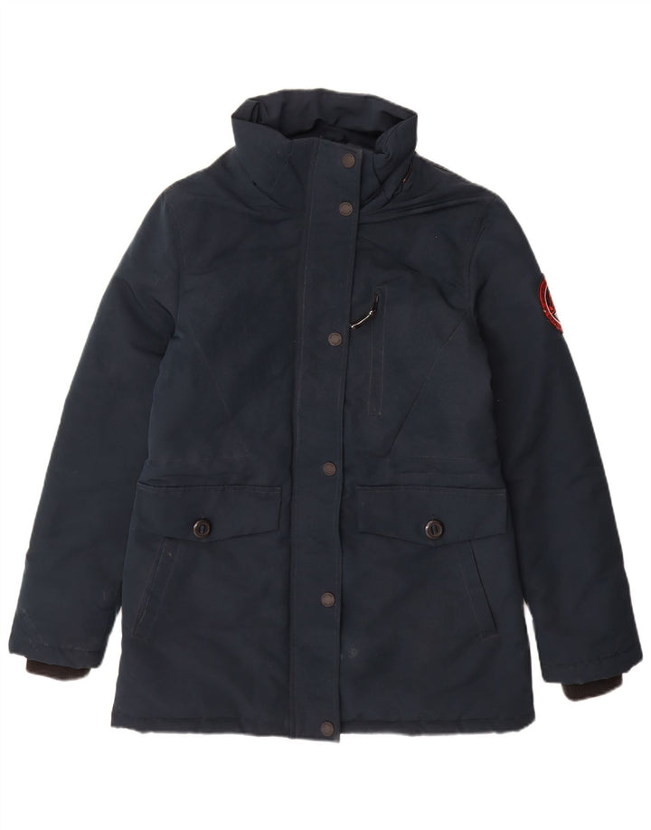 Женская утепленная куртка с капюшоном Superdry UK 10, маленький темно-синий полиэстер