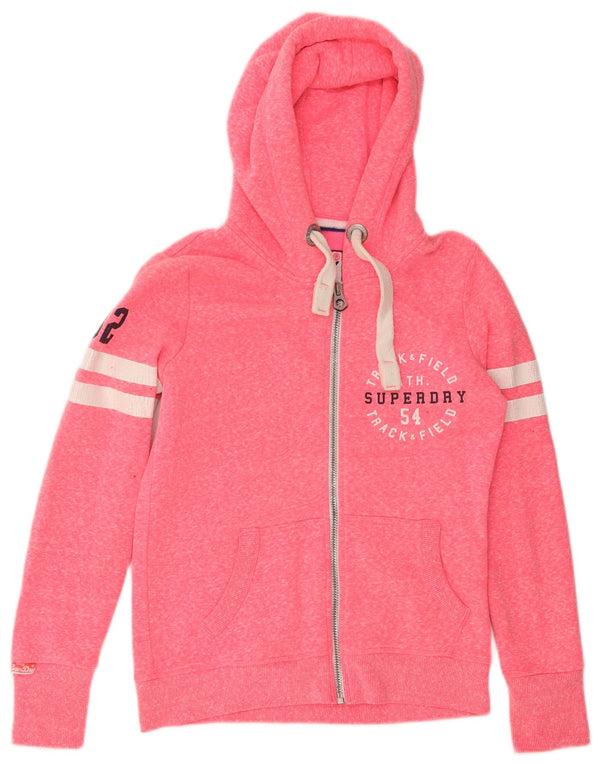 Женский свитер с капюшоном и молнией с графическим рисунком Superdry UK 14, средний розовый цвет с цветными блоками