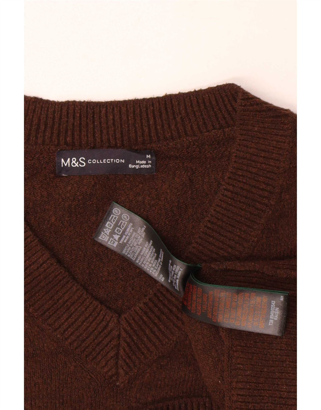 Женский свободный джемпер с v-образным вырезом Marks & Spencer UK 14, средний коричневый цвет
