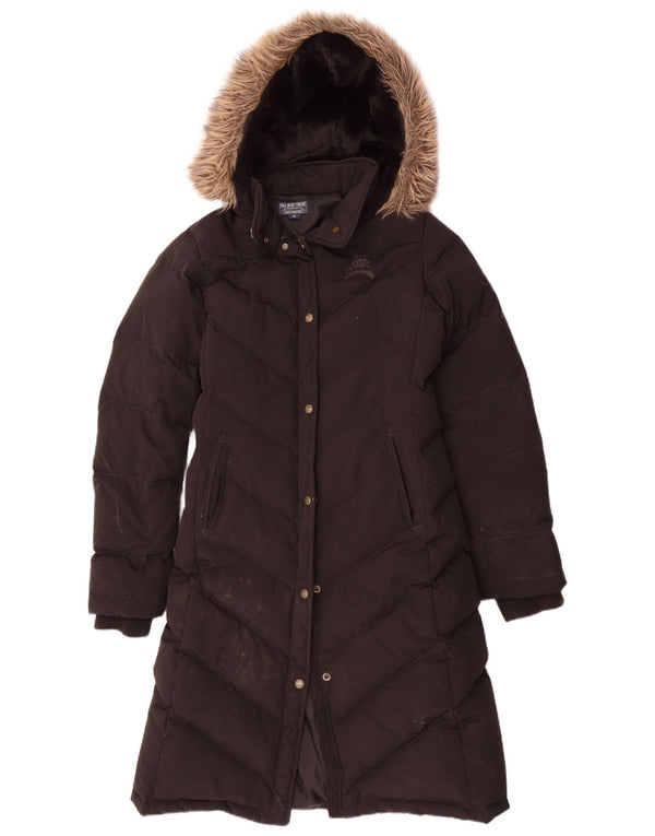 Женское стеганое пальто с капюшоном Polo Ralph Lauren UK 12, средний черный нейлон