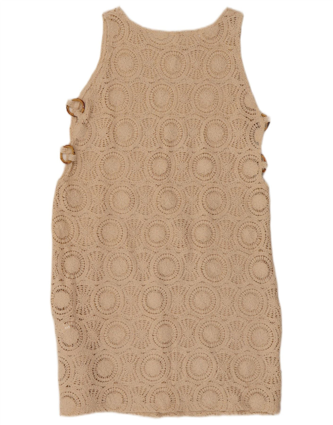 ВИНТАЖНОЕ женское платье прямого кроя без рукавов, Великобритания, 10 шт., маленькое, бежевый, хлопок