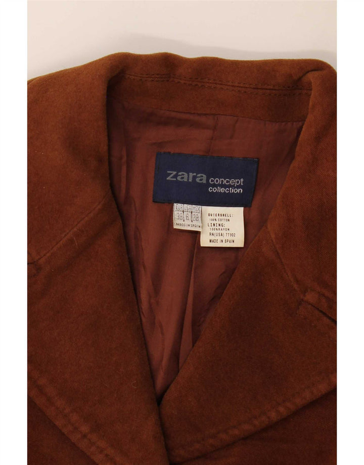 Женский пиджак Zara на 3 пуговицах EU 38, маленький коричневый хлопок