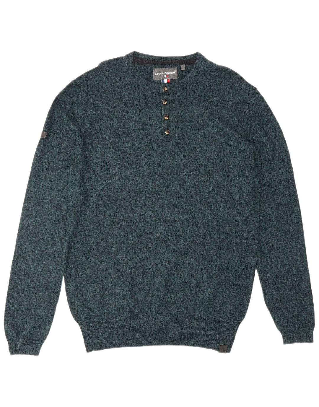 SUPERDRY Мужской джемпер с круглым вырезом, маленький синий хлопковый свитер в крапинку