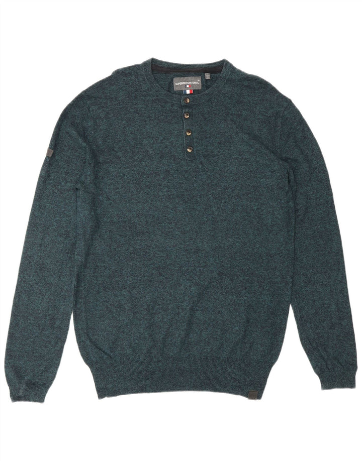 SUPERDRY Мужской джемпер с круглым вырезом, маленький синий хлопковый свитер в крапинку