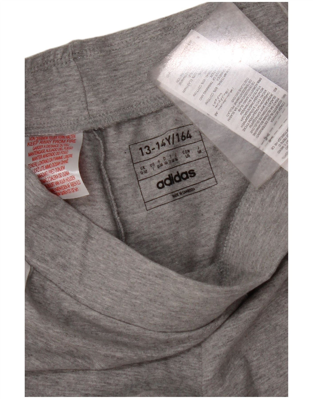 Леггинсы ADIDAS для девочек 13-14 лет, серый хлопок