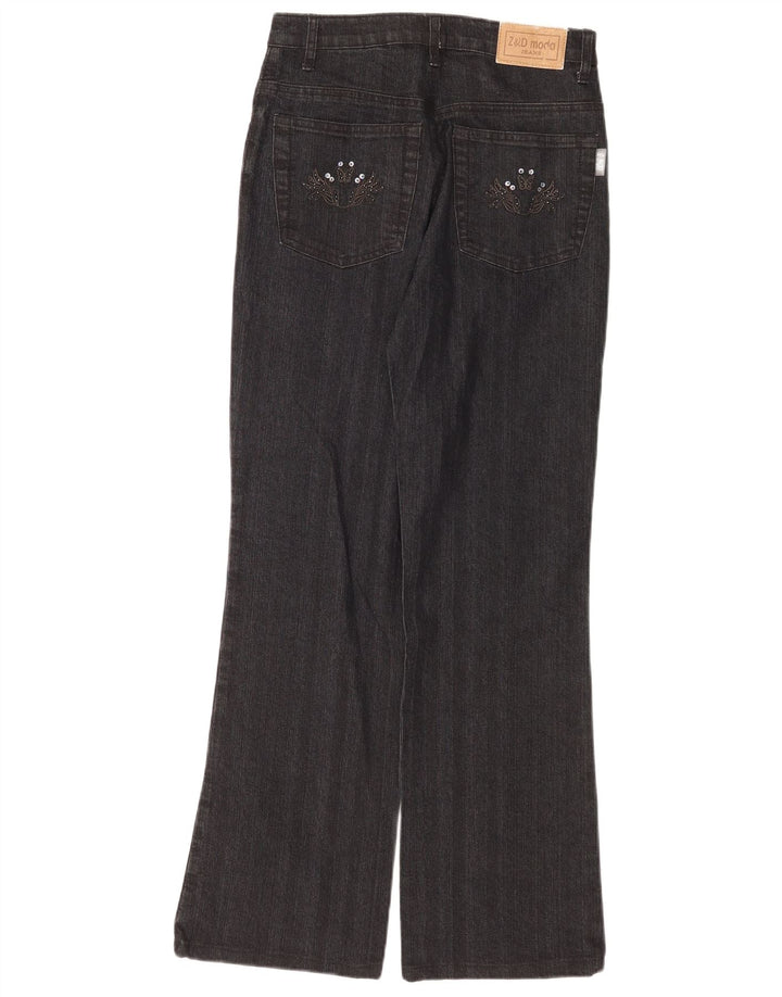 Винтажные женские джинсы Bootcut IT 42 Medium W28 L30 Серый хлопок с цветочным принтом