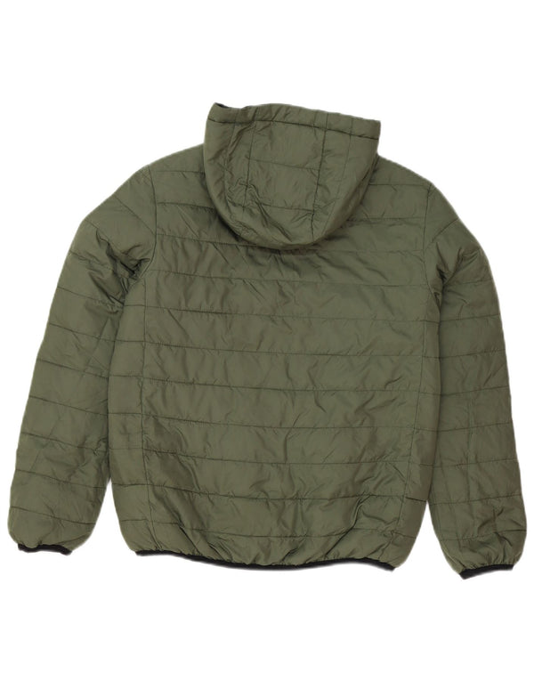 Quiksilver Boys Hooded Reversible Padded Jacket 11-12 Years Medium Khaki