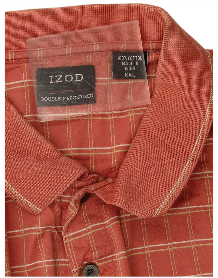 Мужская рубашка поло Izod 2XL оранжевая клетка, хлопок