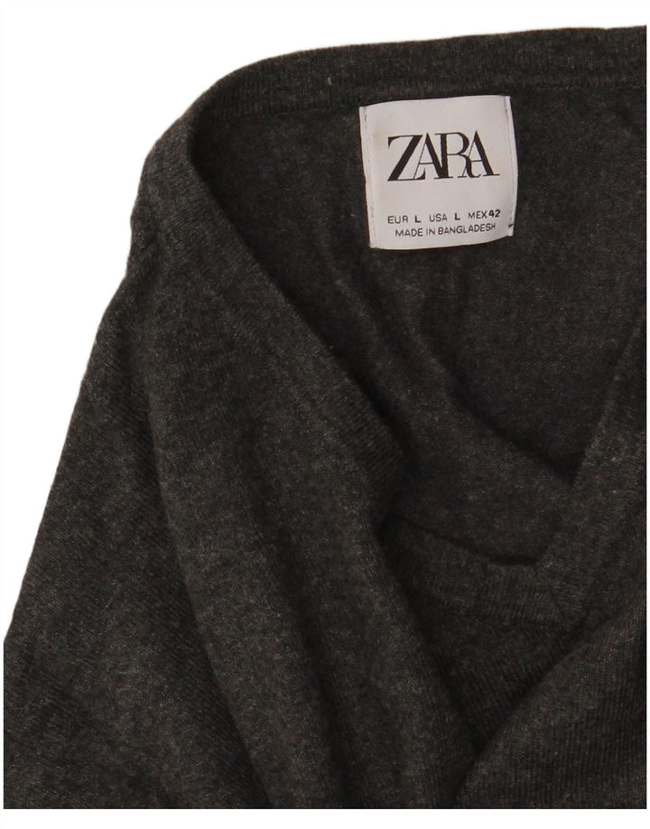 Мужской джемпер с v-образным вырезом Zara, большой серый
